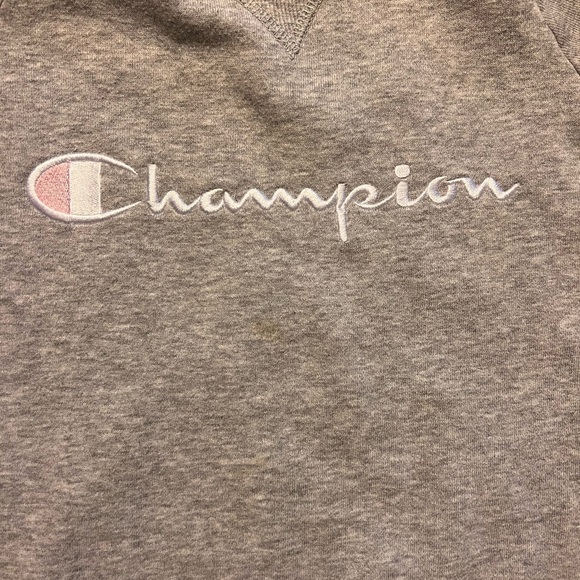Champion Youth Sweatshirt Grey with Pink and White Logo - Size Medium - Picture 3 of 4